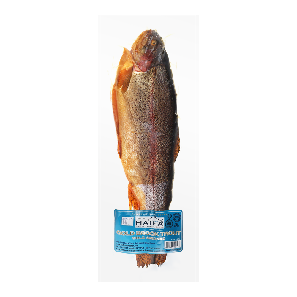 Cold Smoked Gold Brook Trout – Vacuum Pack – approx 1lb